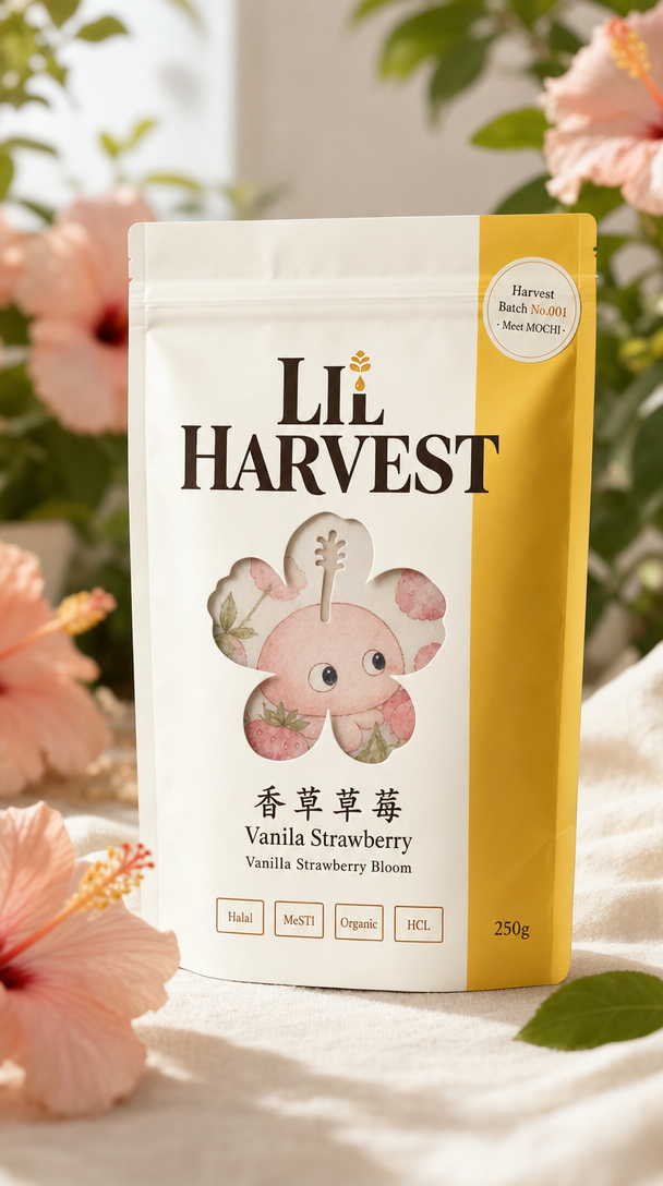 Vanilla Strawberry Bloom pouch with MOCHI